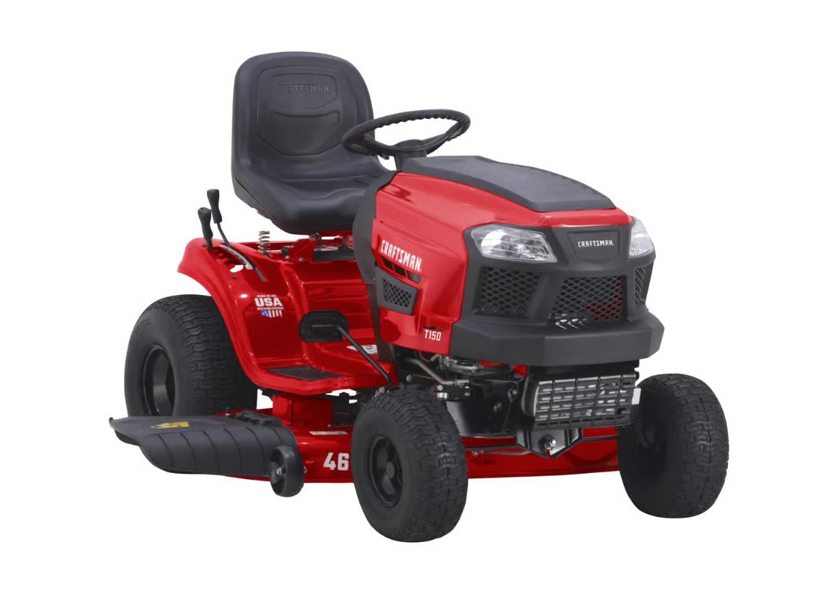 CRAFTSMAN T150 with 46" deck, angled studio view