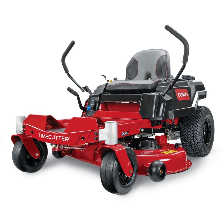 Toro TimeCutter zero-turn mower, side angle view