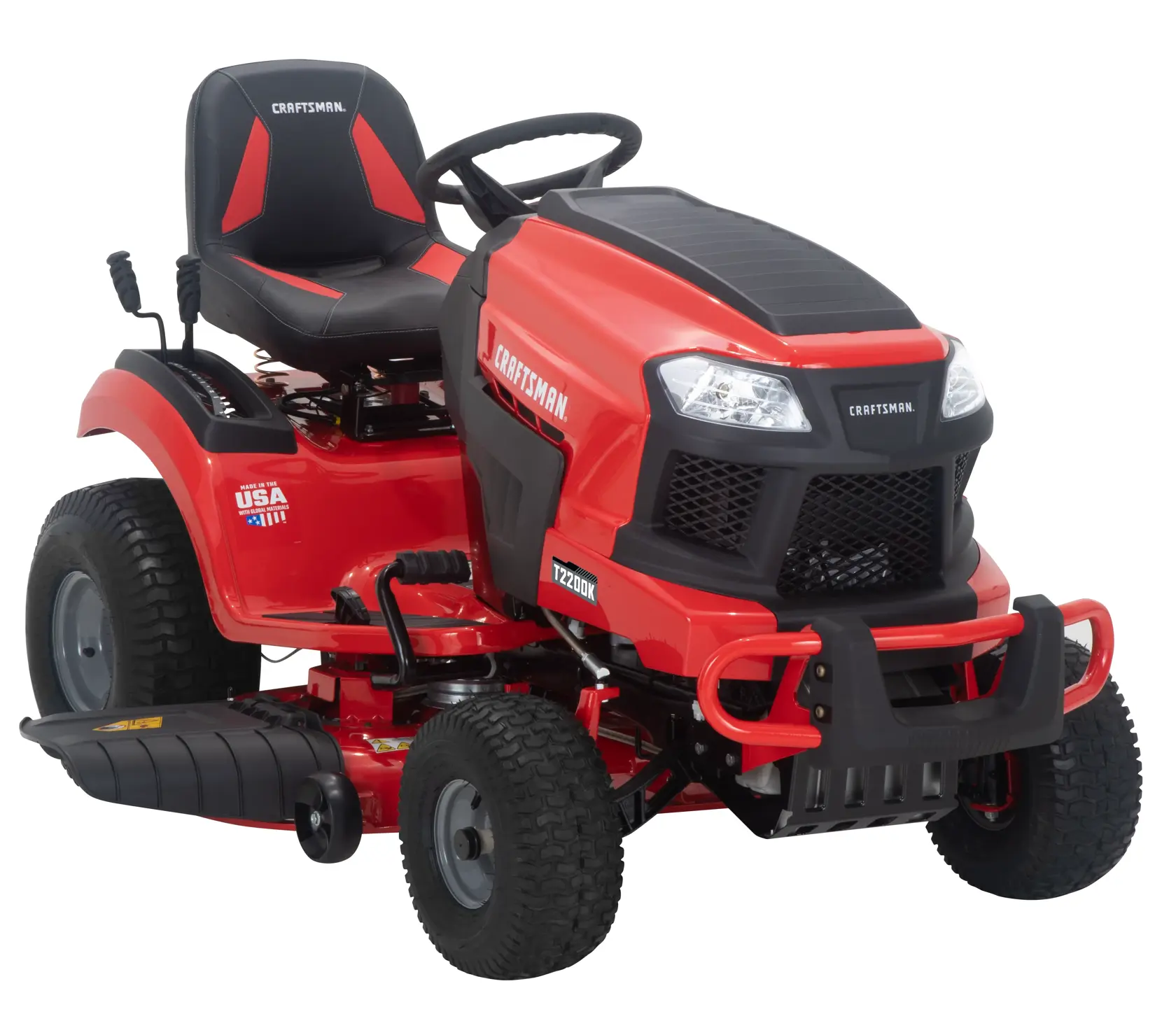 CRAFTSMAN T2200K riding mower side-quarter view with 42-inch deck